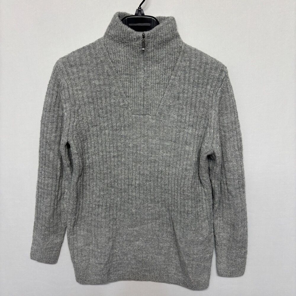 NWT LL Bean Women Cozy Cloud 1/4 Zip Sweater Size Small Wool Blend Gray D135 -13